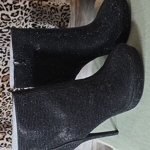 Thalia Sodi NEW SPARKLY! Elegant Black High Heel Ankle Boots